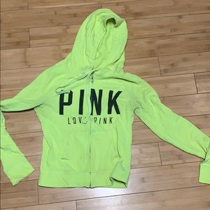 Neon Yellow Victoria Secret PINK Zip Up Hoodie